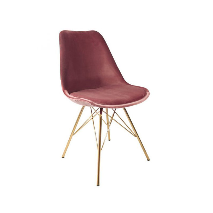Kick collection - Stoel Velvet Roze - Goud frame