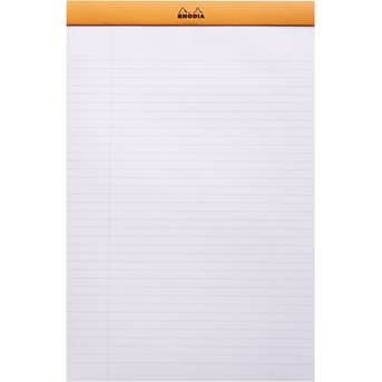 Bloc de bureau Rhodia 21 x 31,8 cm agrafé n°19 orange - ligné -80 feuilles