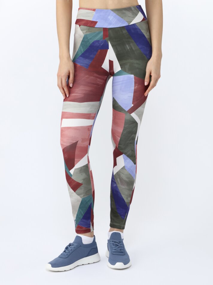 Leggings esportivas estampadas - Marrom/azul