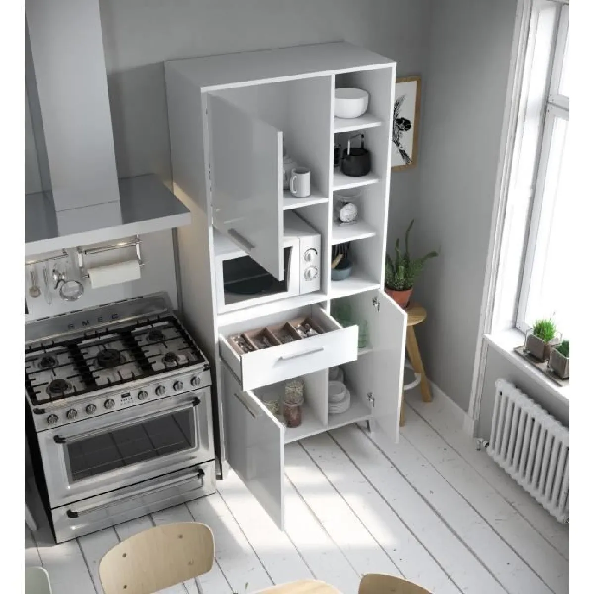 CStore ECO Buffet de cuisine - 80 cm - Blanc brillant