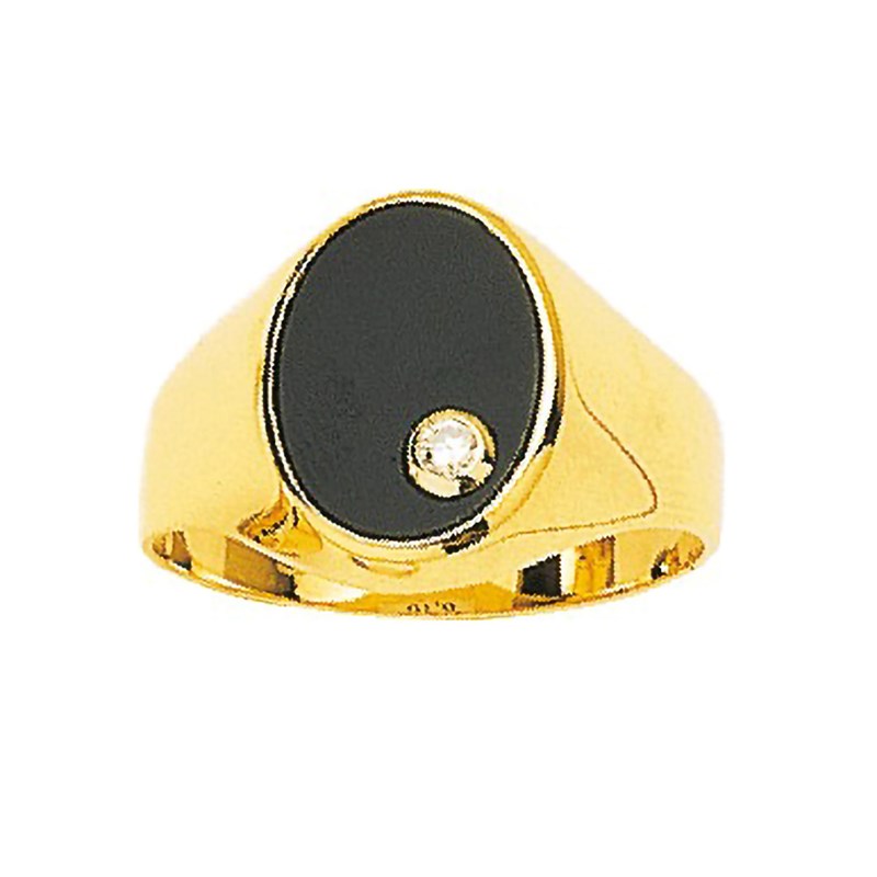 Chevalière homme - onyx - Or 18 Carats
