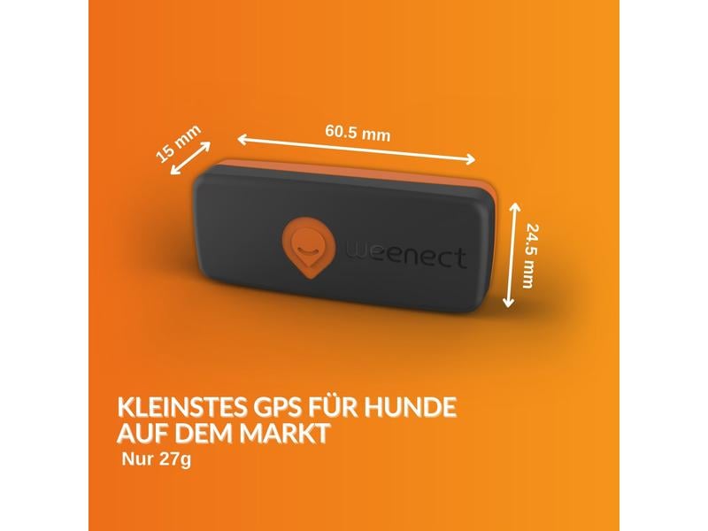 Weenect GPS-Tracker XS für Hunde, Schwarz Der kleinste GPS-Tracker für Hunde mit integrierter Taschenlampe