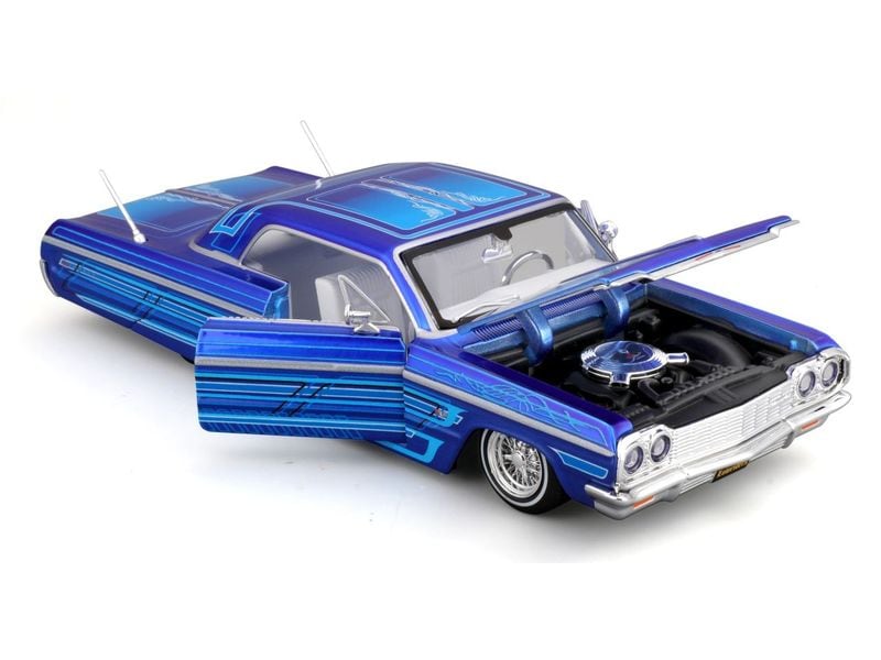 Maisto Chevrolet Impala 1964 Lowrider 1:24, Blau Sammlermodell im Massstab 1:24