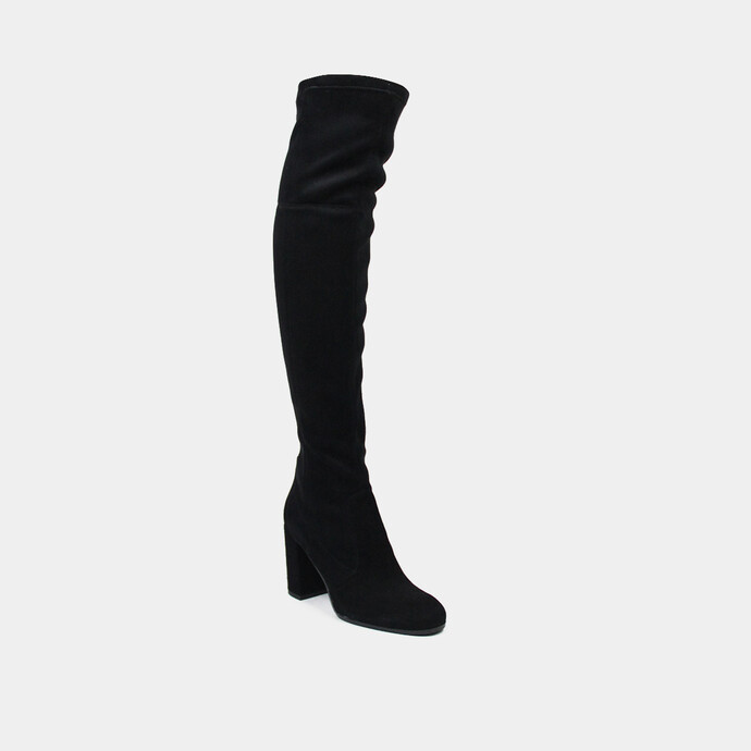 Cuissardes à talons  en velours stretch noir