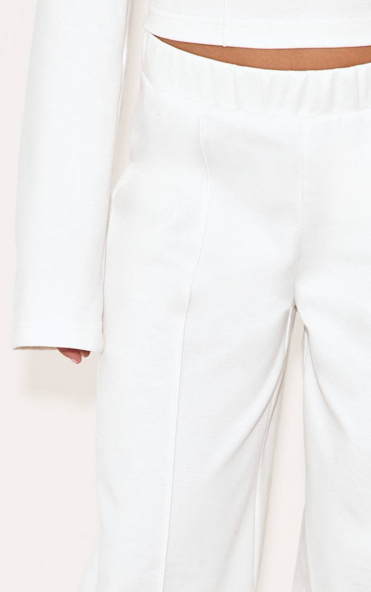 Pantalon Large Taille Mi-haute À Pinces Stretch
