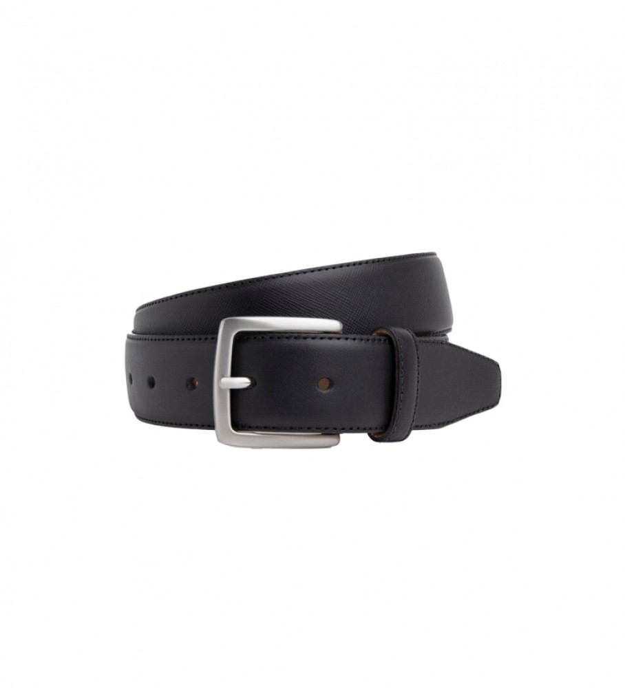 Cinto Hackett em couro Saffiano preto