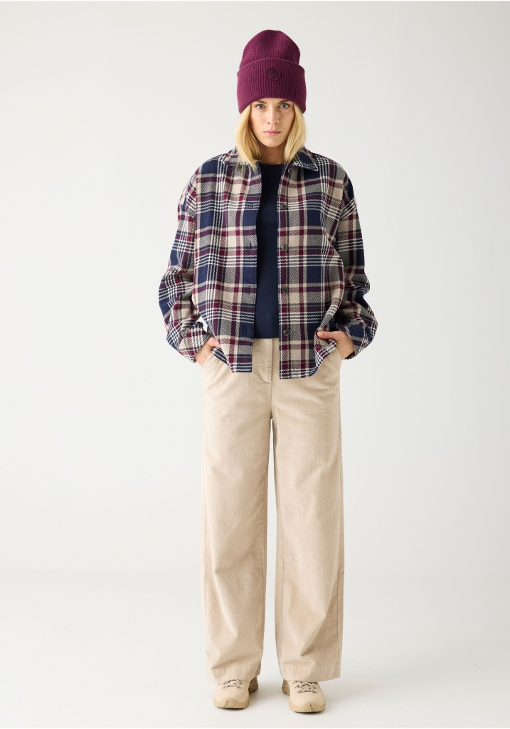 Knowledge Cotton Apparel Flanellbluse Checked Flannel Overshirt Beige Check