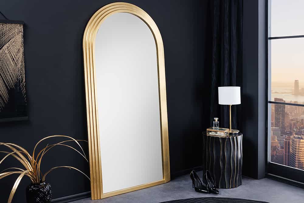 Edler Wandspiegel ART DECO 160cm gold Rundbogen Spiegel