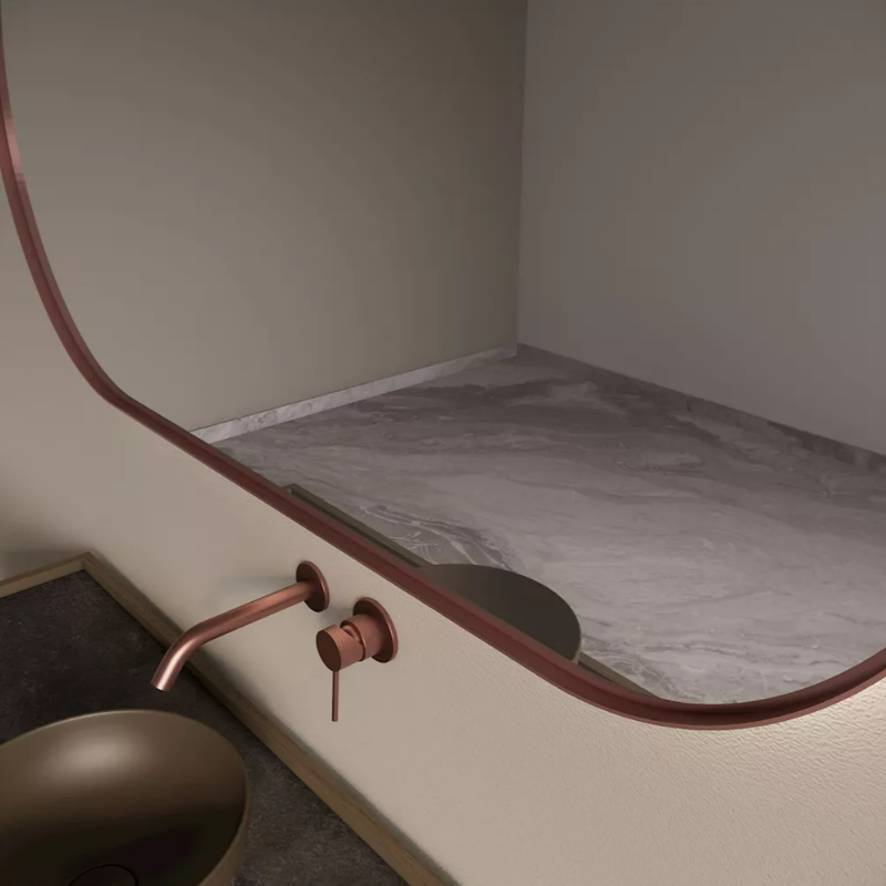 Gliss Design Aura spiegel met LED-verlichting 120x70cm rosé koper
