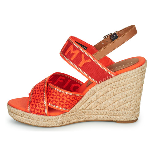 Tommy Hilfiger - TOMMY WEBBING HIGH WEDGE SANDAL - Orange