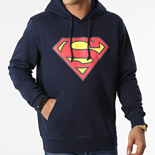 Sweat Capuche Big Front Logo Bleu Marine