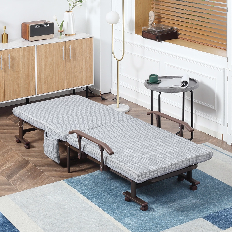 HOMCOM Klappbett mit Rollen grau