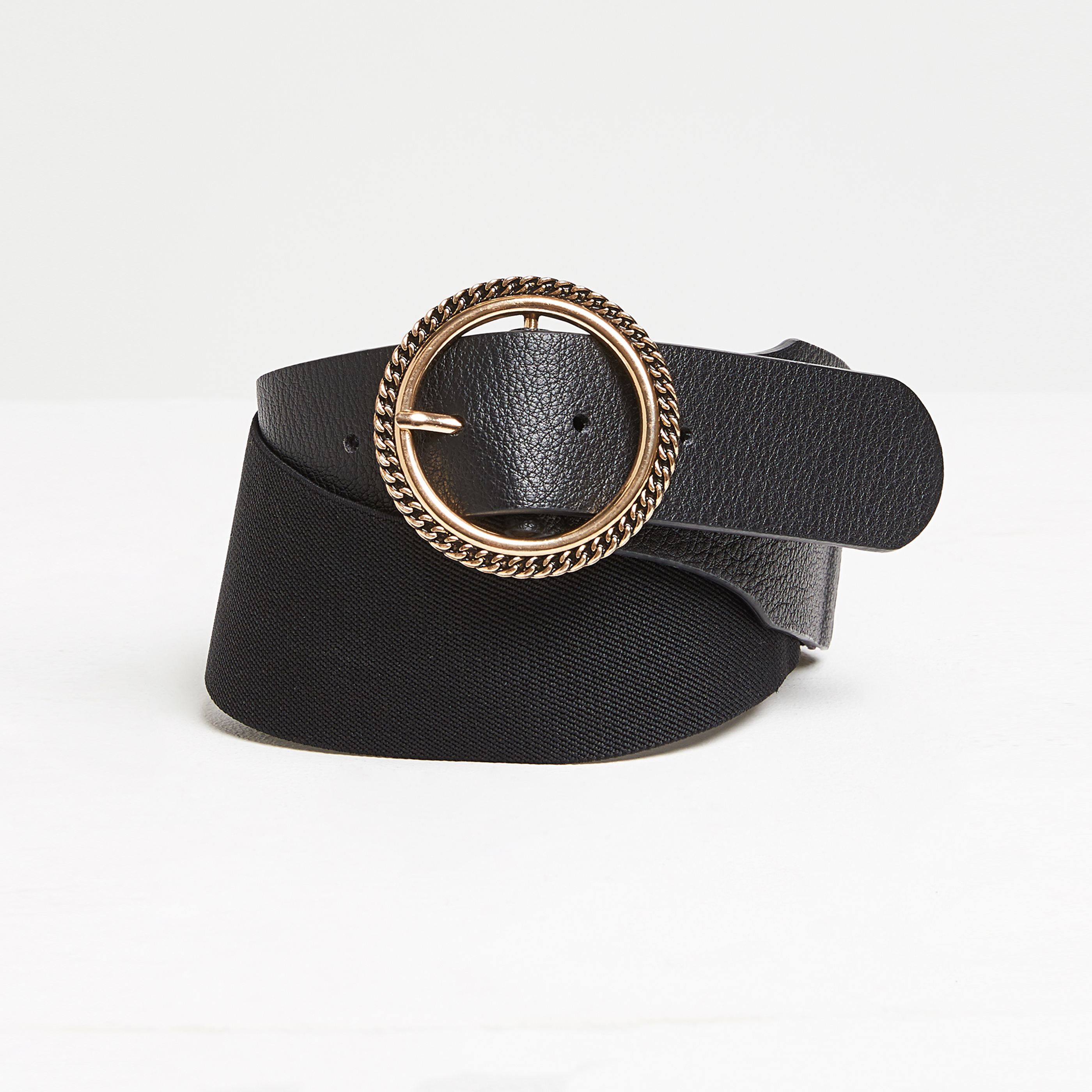 Ceinture élastiquée au dos femme - NOIR