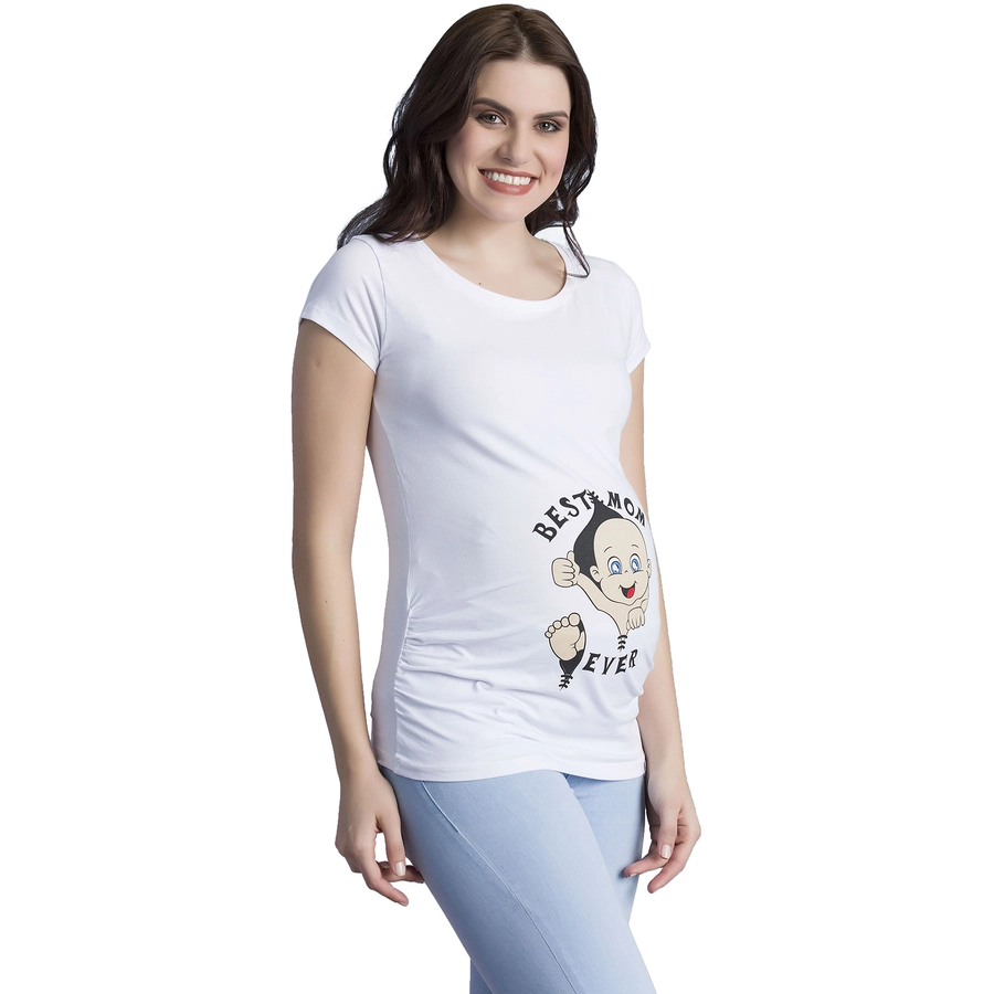 M.M.C. Umstandsshirt Best Mom Ever mit Motiv Weiß