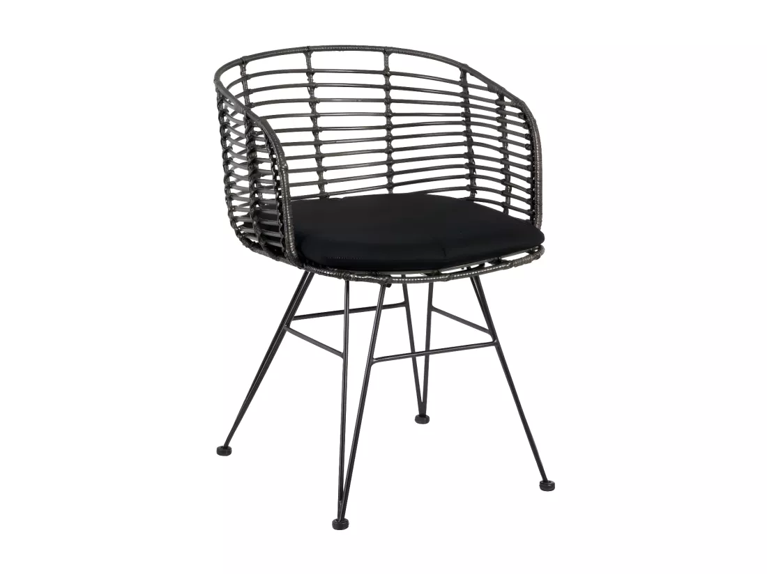 Fauteuil Rotin Gris/Métal - PAVY