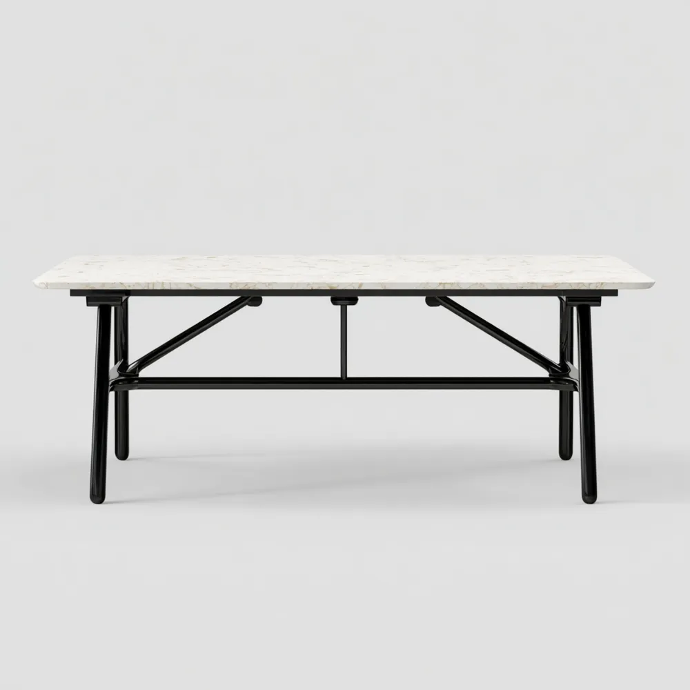Esstisch Marmorplatte 200x90x75 cm - Schwarz/Weiß - Modernes Design