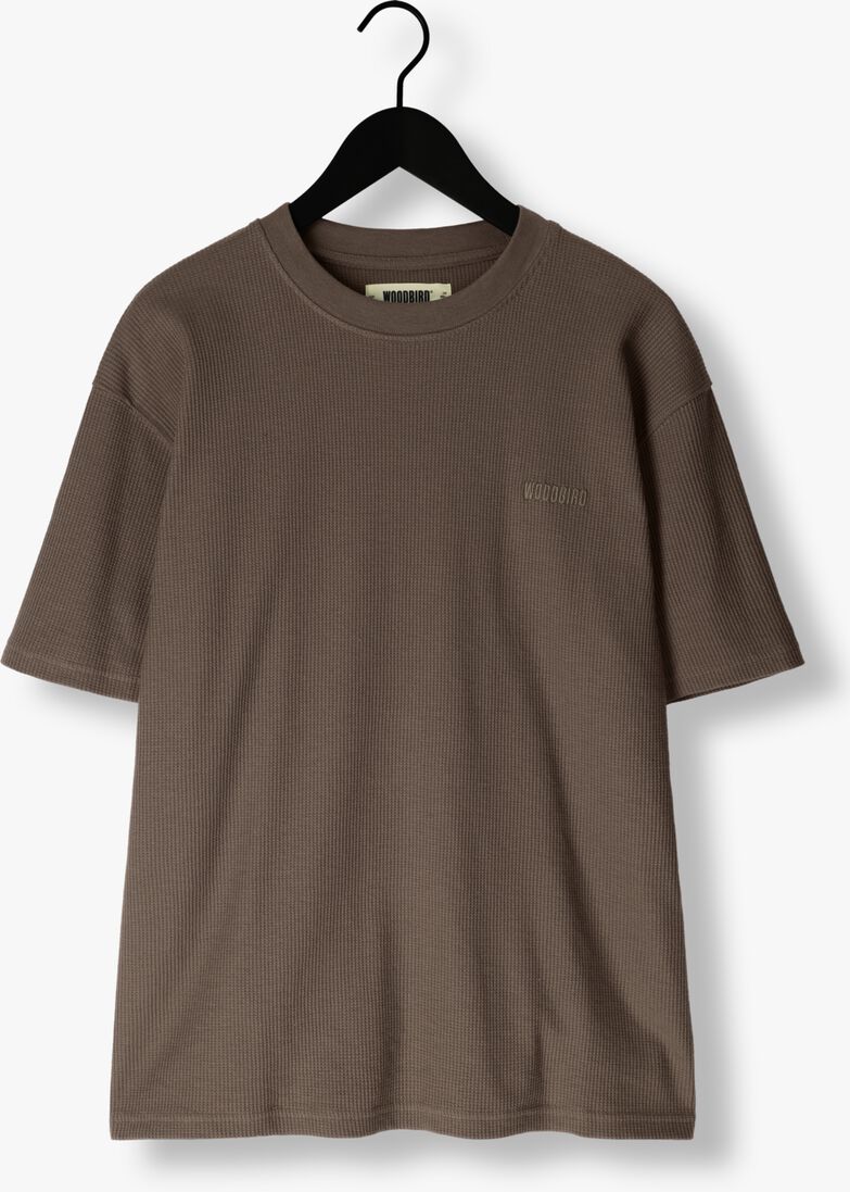 WOODBIRD bruine woodbird t-shirt wbbaine waffel tee