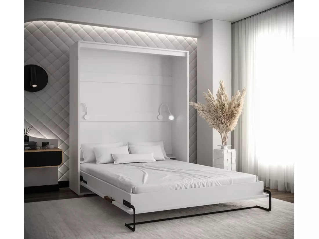 Lit escamotable home verticale 160x200 (blanc+noir)