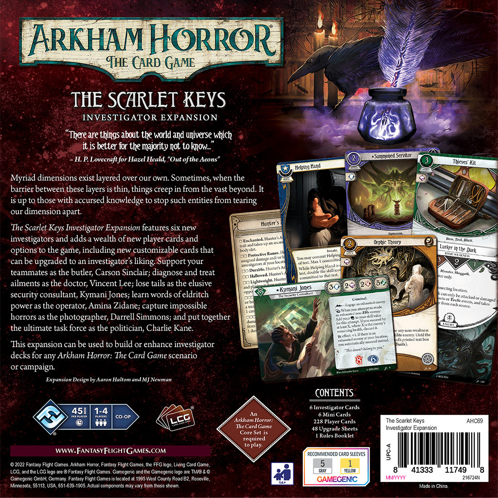 Arkham Horror The Card Game : Scarlet Keys Investigators Expansion