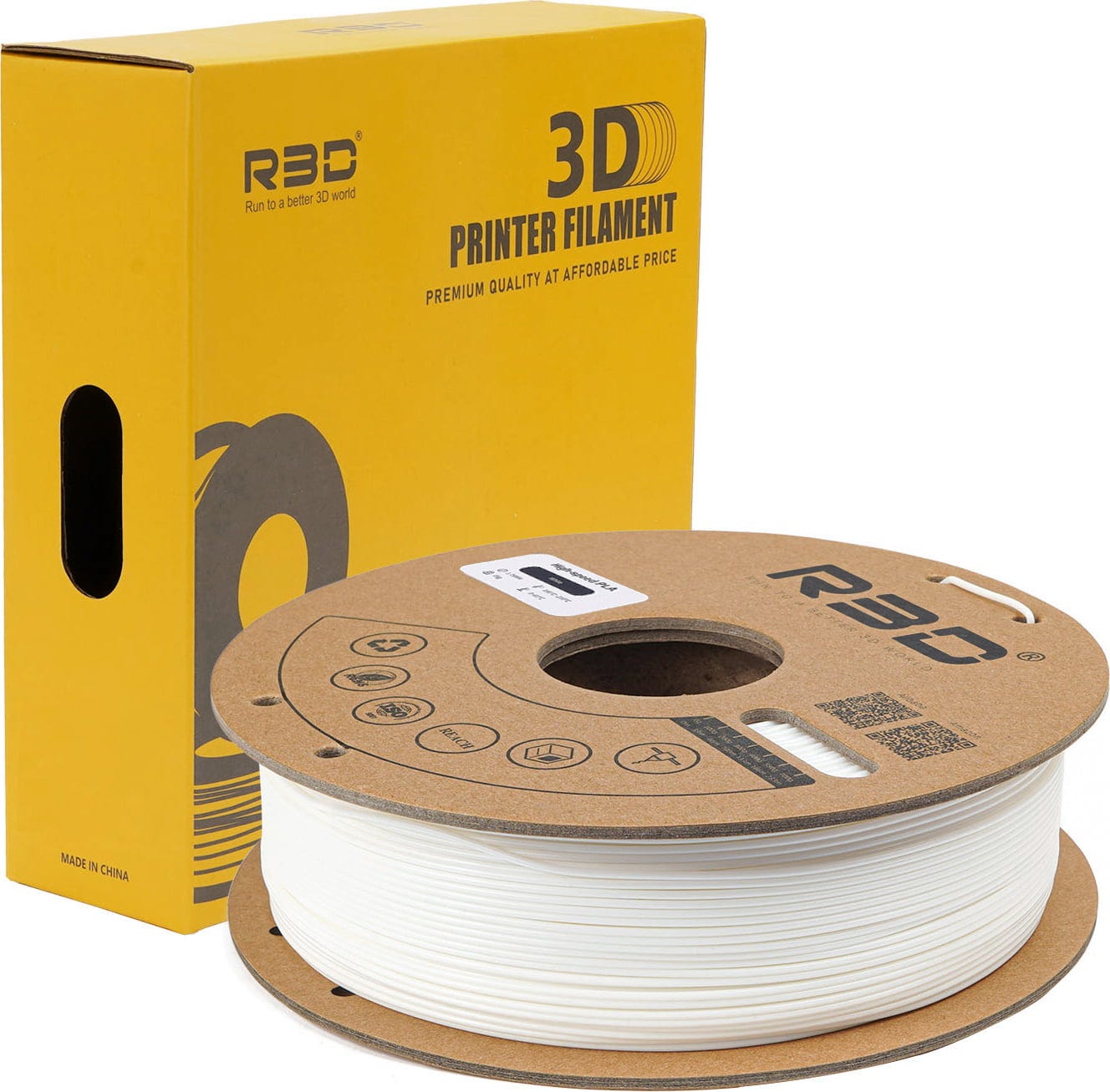 R3D  PLA High-Speed White, 1,75 mm / 1000 g    Für Druckgeschwindigkeiten bis zu 600 mm/s