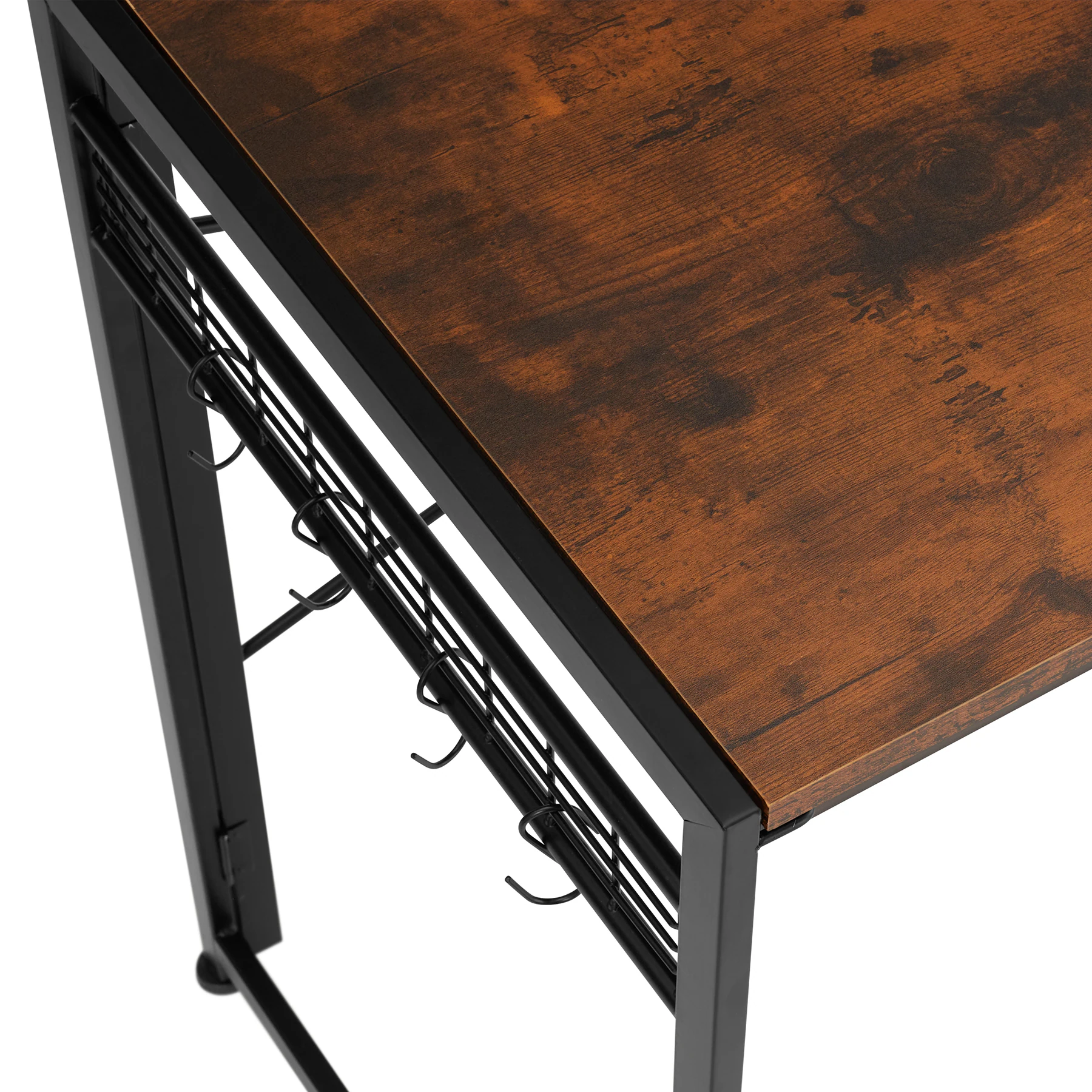 tectake® Schreibtisch, Industrial Style, klappbar, mit seitlichen Gitterflächen und 8 Haken, 102 x 51 x 77 cm