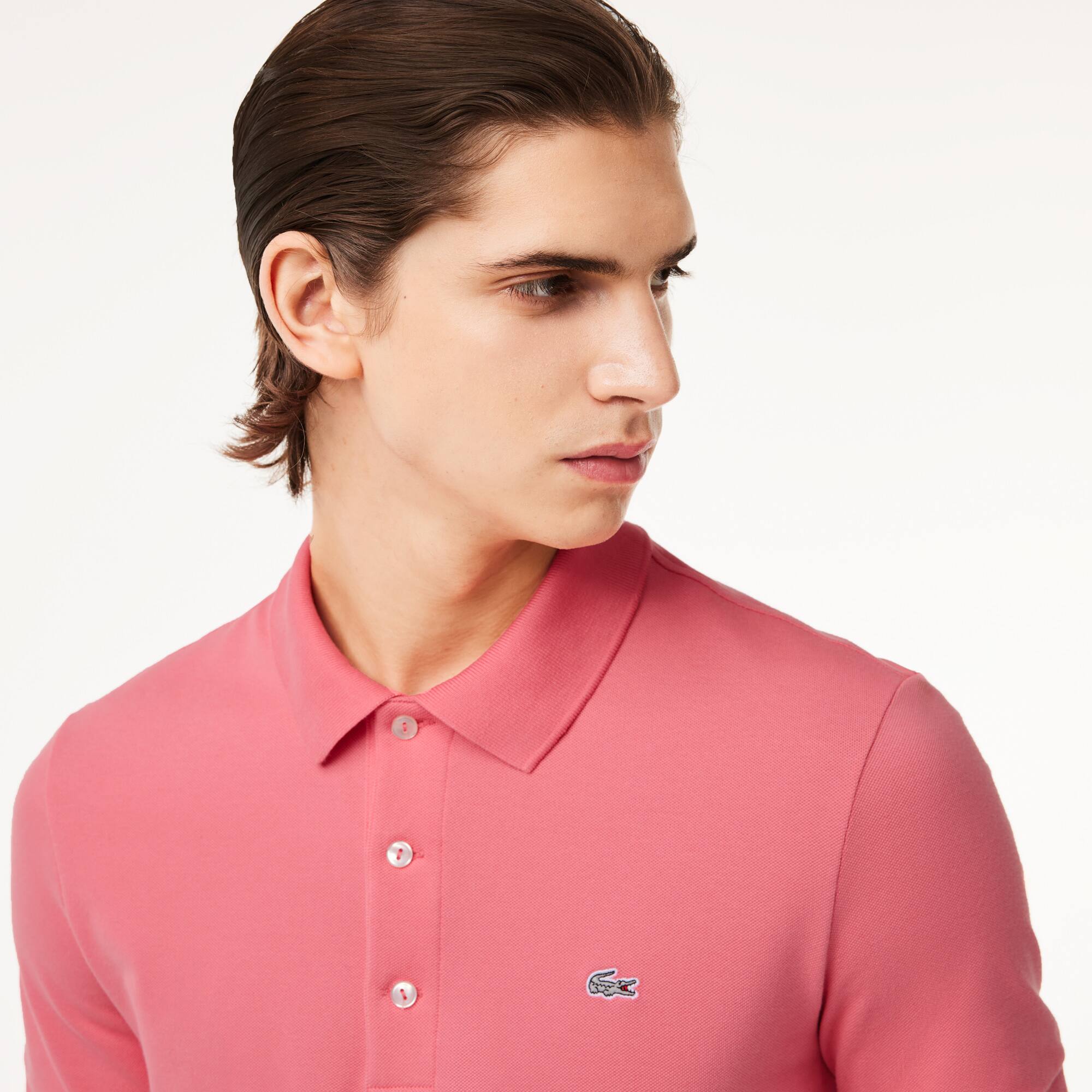 Polo slim fit coton stretch piqué crocodile gris Manches Courtes - Rose - Lacoste - Homme