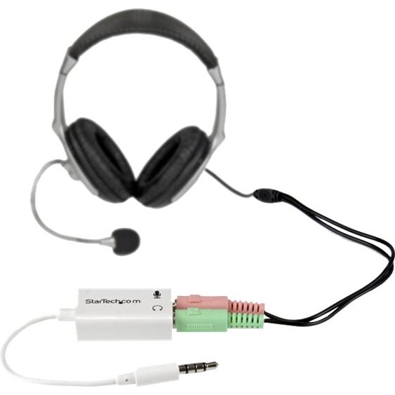 StarTech.com Adaptateur pour casque avec prises pour écouteur et microphone séparées - Mini-Jack 3,5mm 1x (M) 2x (F) - Blanc