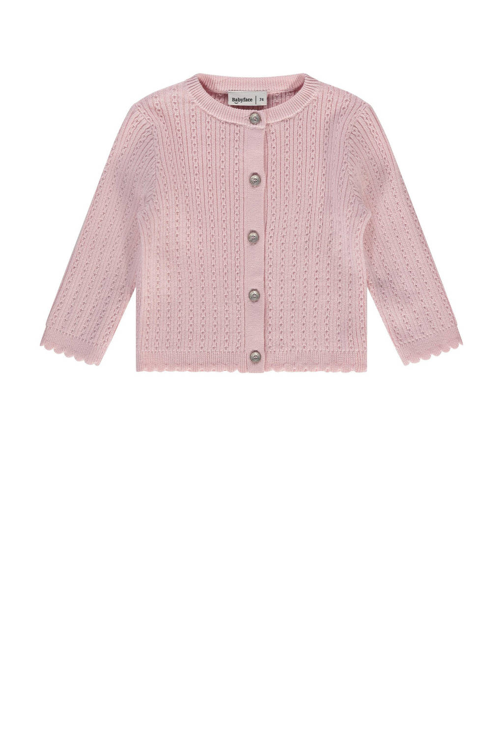 Babyface baby fijngebreid vest roze