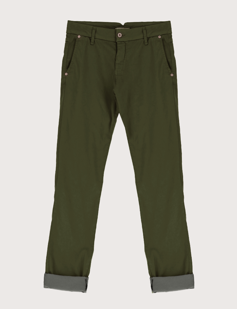PLEASE PANTALON CHINO FEMME STRETCH PEAU DE PÊCHE KAKI
