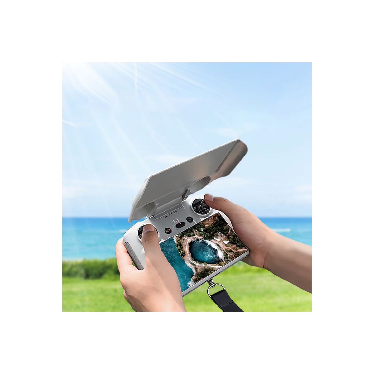 Silikon solskjermdeksel for DJI RC fjernkontroll med skjerm Grå