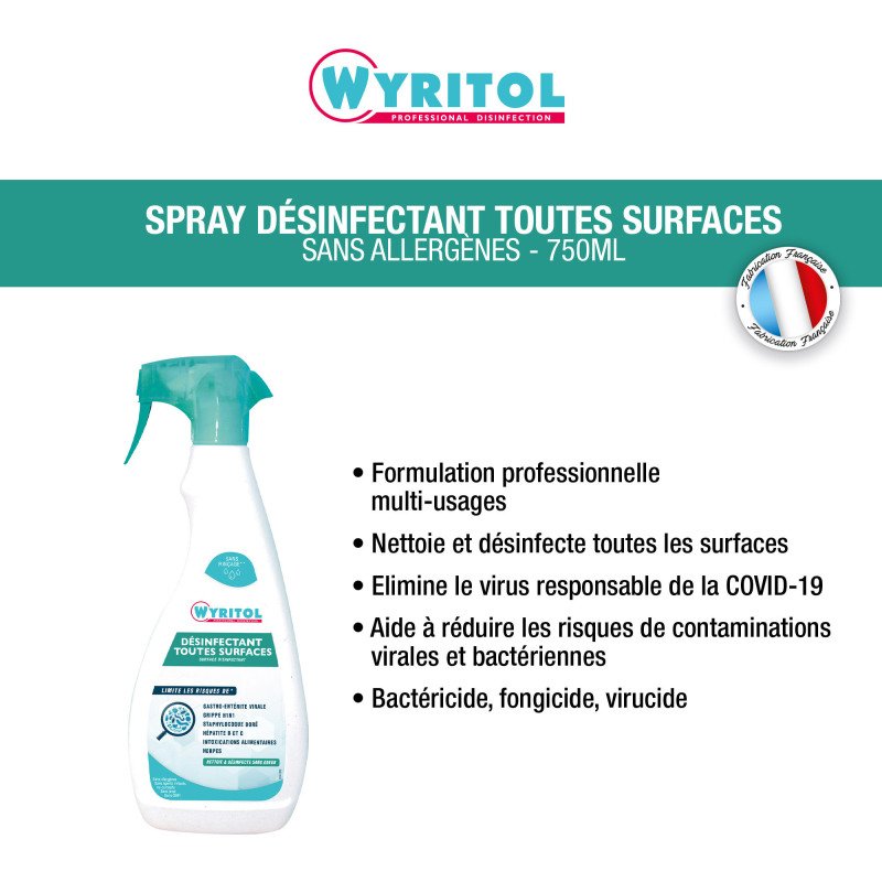 Désinfectant toutes surfaces Wyritol Professional Desinfection - Spray de 750 ml