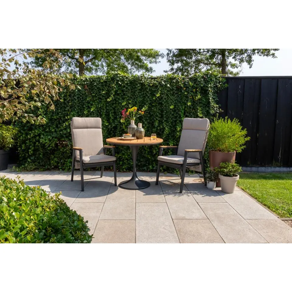 VDG Solaro verstelbare dining tuinstoel - light rope / teak arm