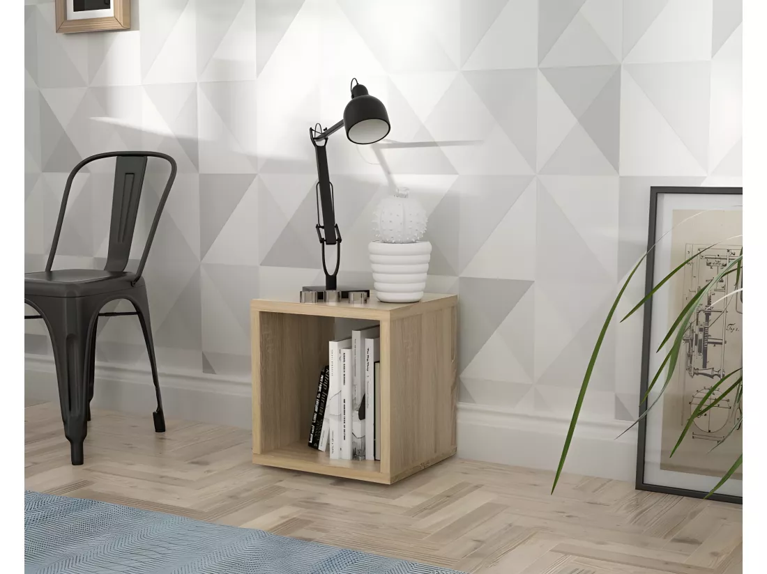 Etagère cube 1 casier décor chêne clair texturé - CLASSICO