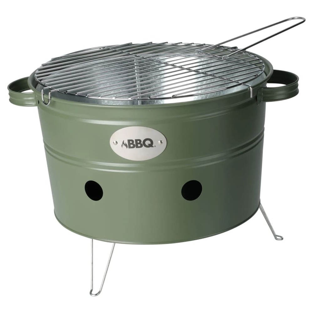 Seau à barbecue avec 2 poignées 34,5 cm vert olive mat