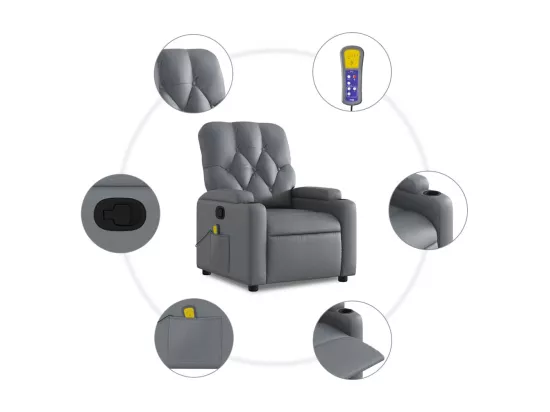 Fauteuil de massage inclinable Gris Similicuir