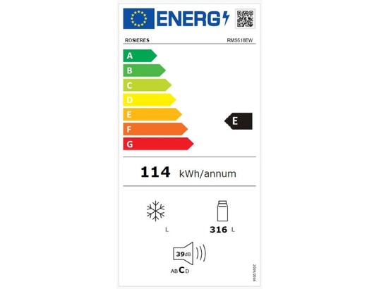 ROSIERES - Réfrigérateur encastrable 1 porte RMS518EW, 316 litres, froid brassé, Niche de 178