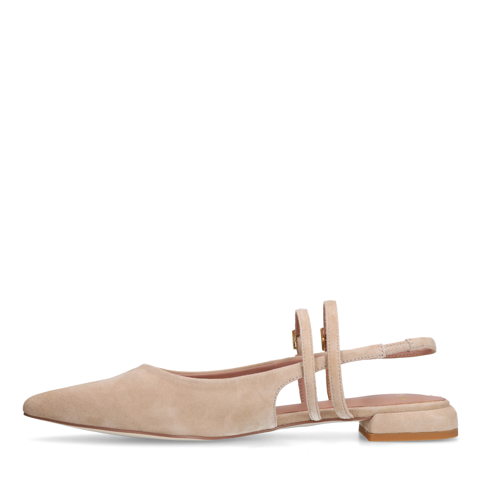 Beige suède slingbacks met dubbele bandjes