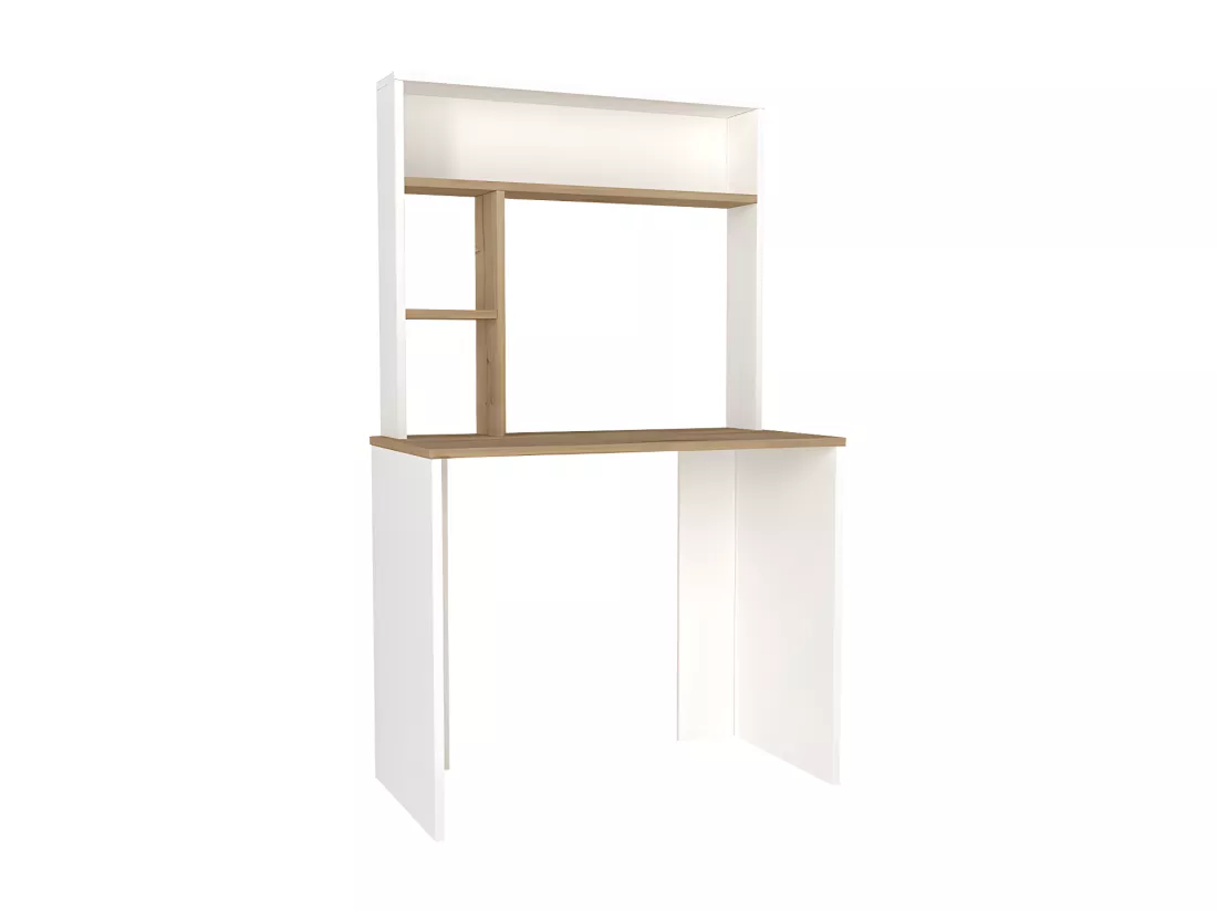 Bureau avec rangements - Blanc et naturel - VALURI
