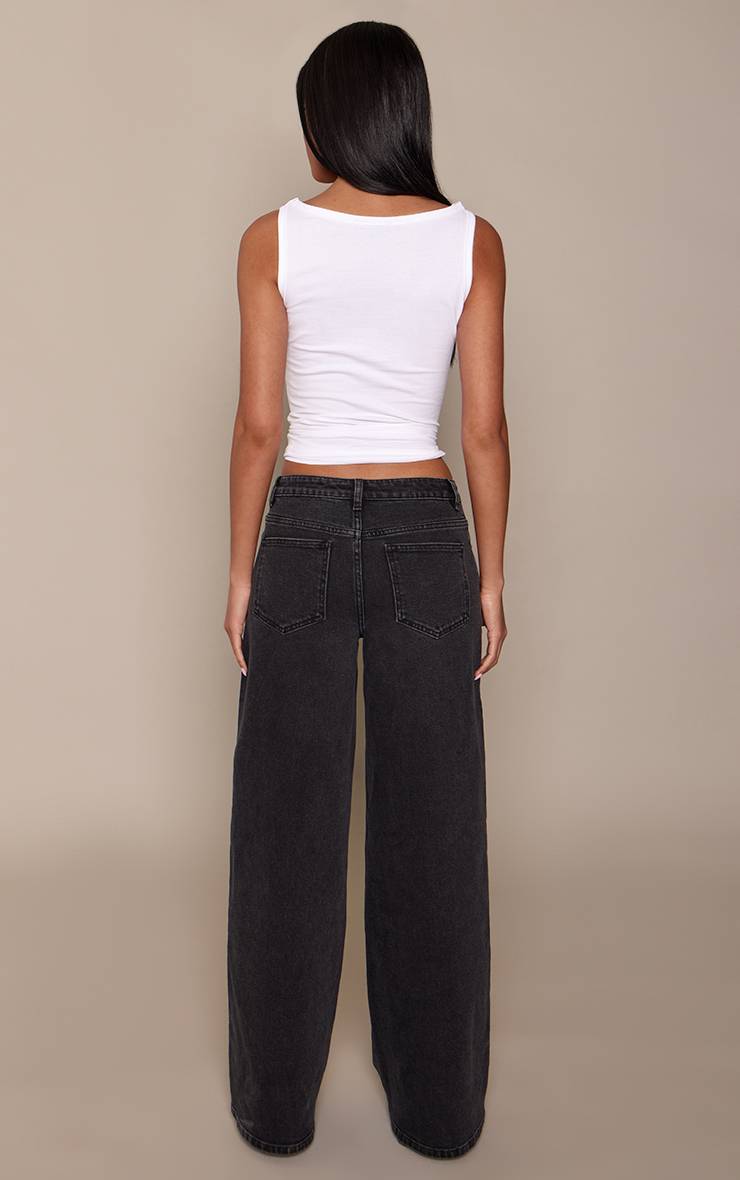 Noir Jean Barrel Taille Mi-haute Stretch Pour Grandes Tailles