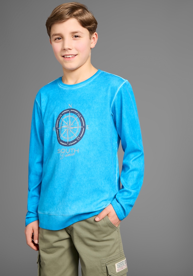 DELMAO Langarmshirt »Modisch gewaschenes Shirt«, Trendwaschung