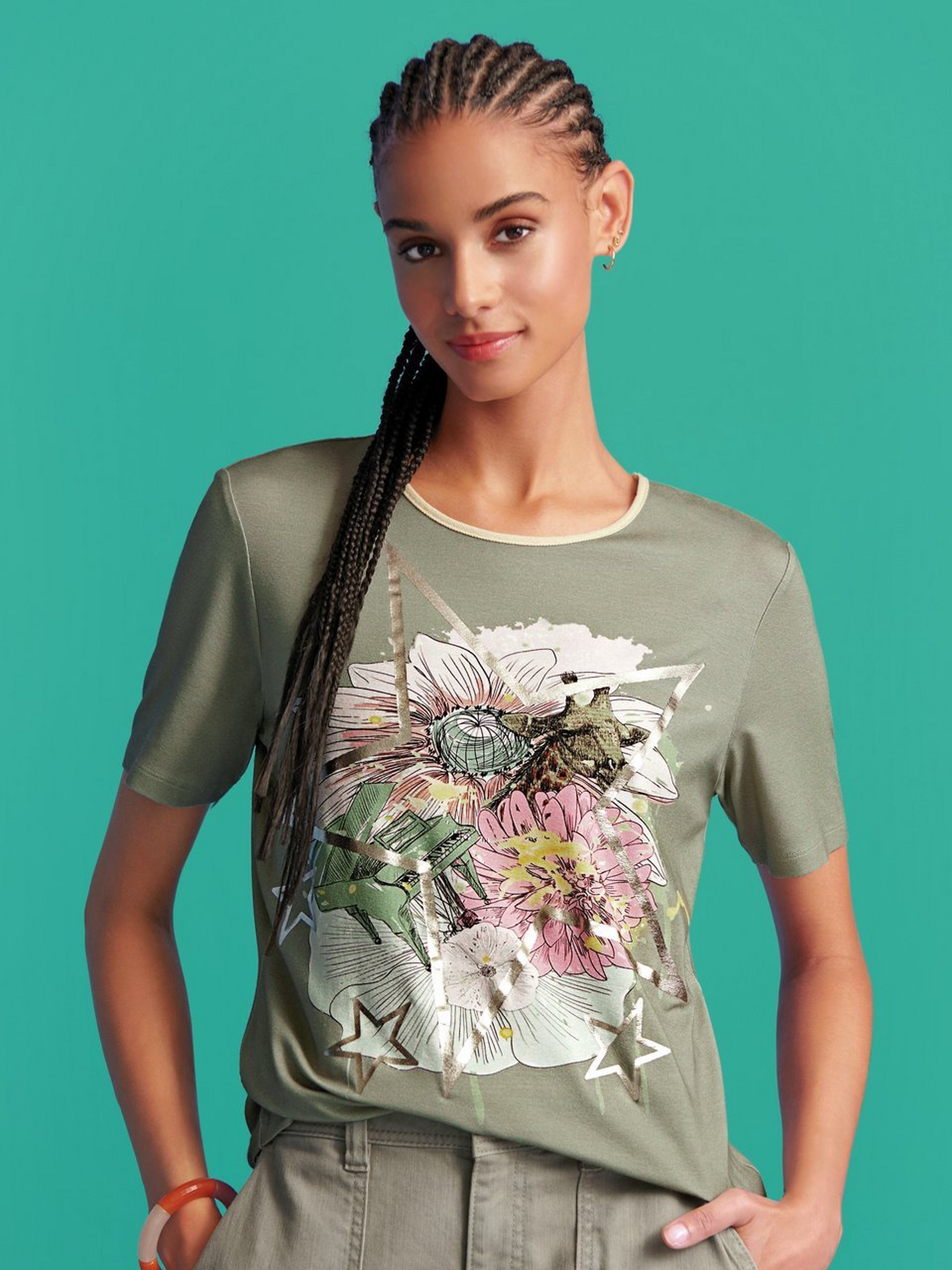 Rundhals-Shirt mit 1/2-Arm