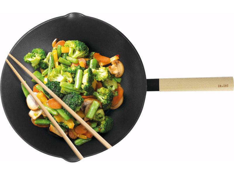 Ibili Wok mit Deckel Luxe 30 cm Hochwertiger Wok mit Deckel für gesundes und schnelles Kochen