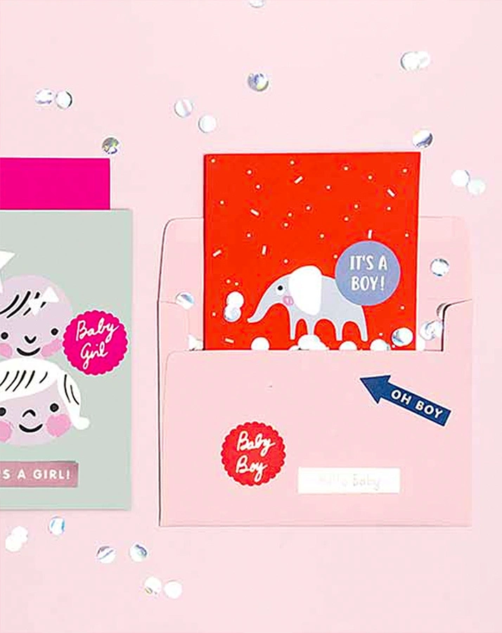 DIY-Karte HELLO BABY – ELEFANT 4-teilig in bunt