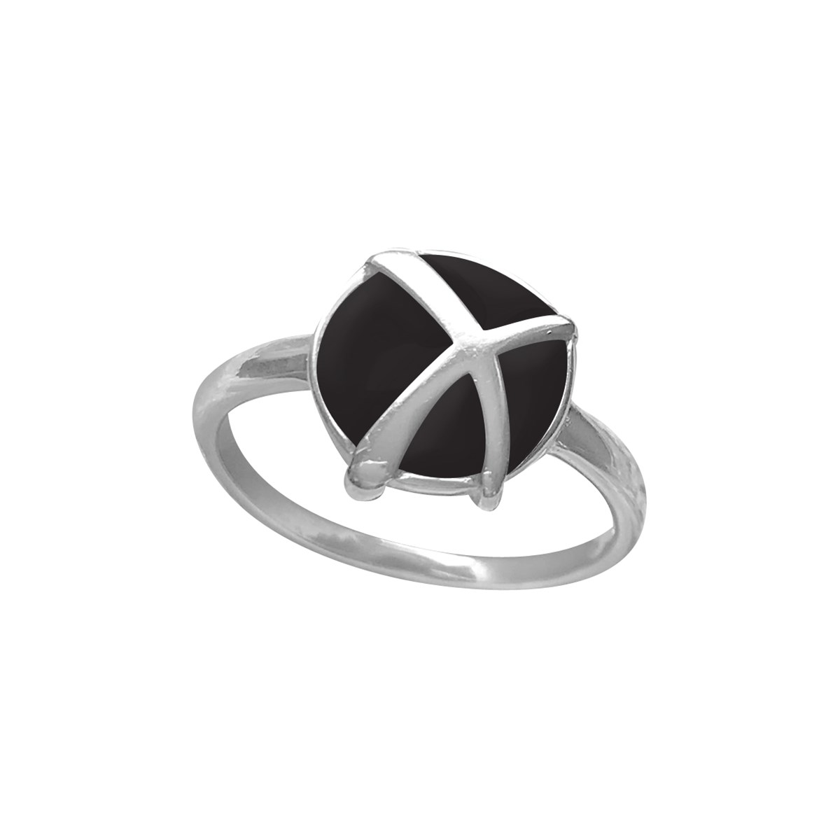 Bague argent 925 rhodié et émail noir
