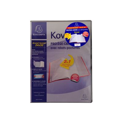 Exacompta Kover - Protège cahier avec rabats-pochettes - 24 x 32 cm - Disponible dans différentes couleurs translucides