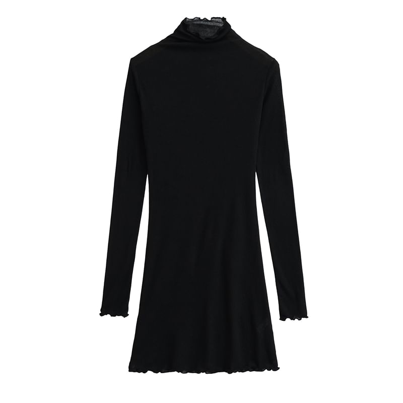 Ulark - Mini-jurk met lange mouwen en coltrui en gebloemde rand