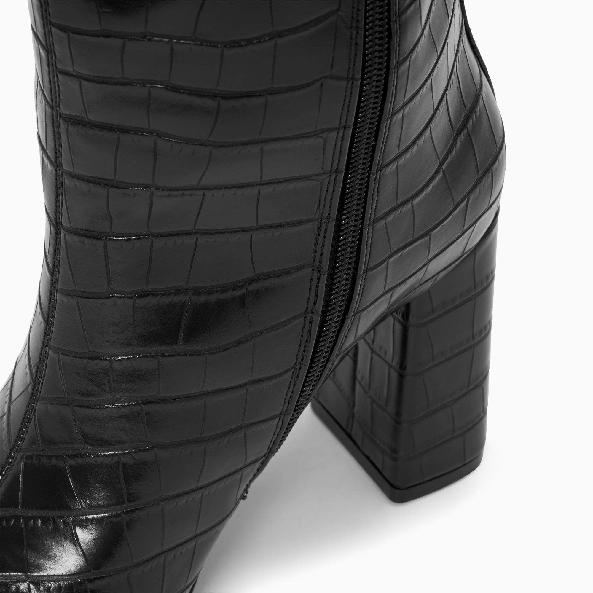 Bottes, Cuissardes-Bottes Diana noir croco à talon