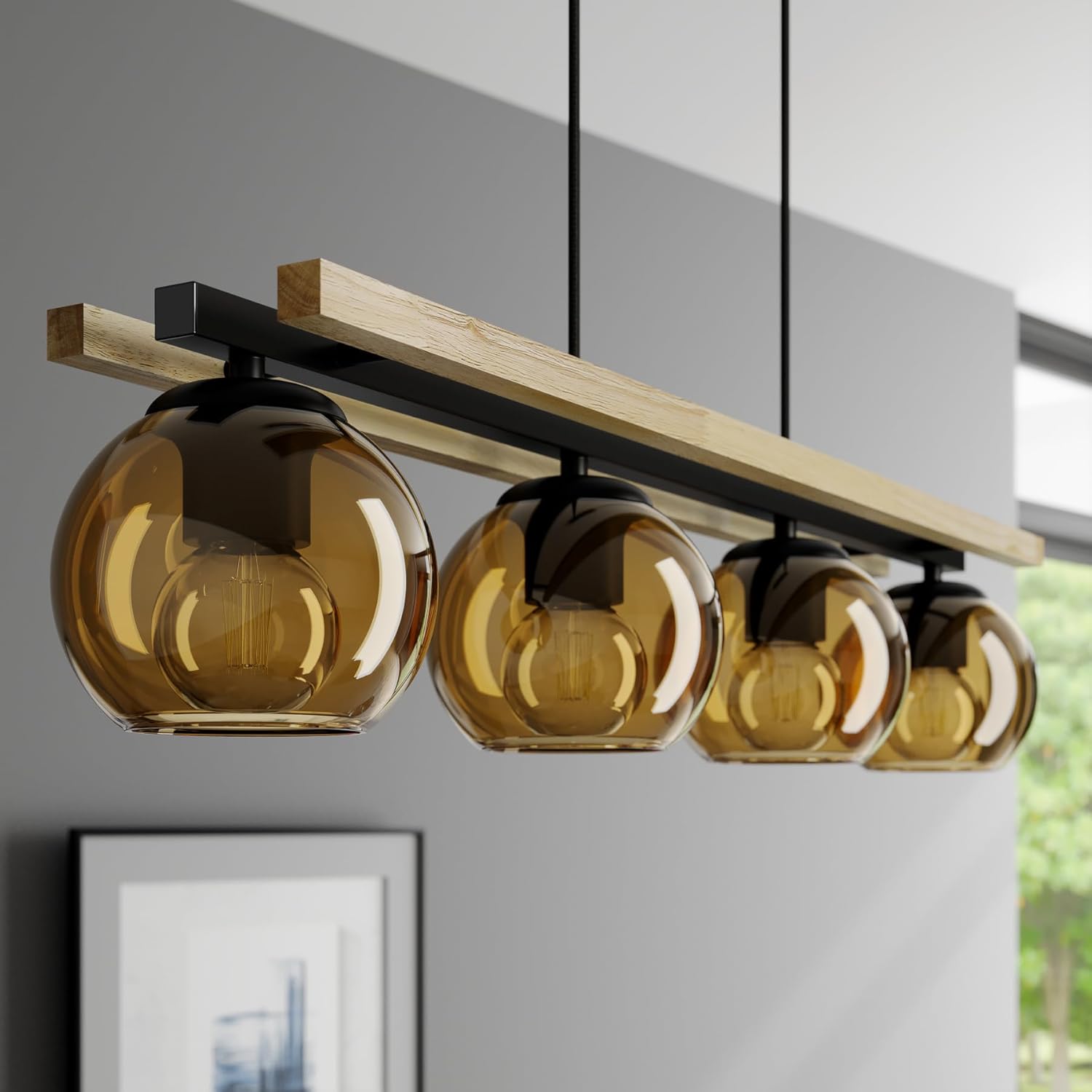 Lindby Pendelleuchte Enrique (Modern) aus Glas (4 flammig, E27) - Hängelampe Esstischlampe Hängeleuchte Wohnzimmerleuchte