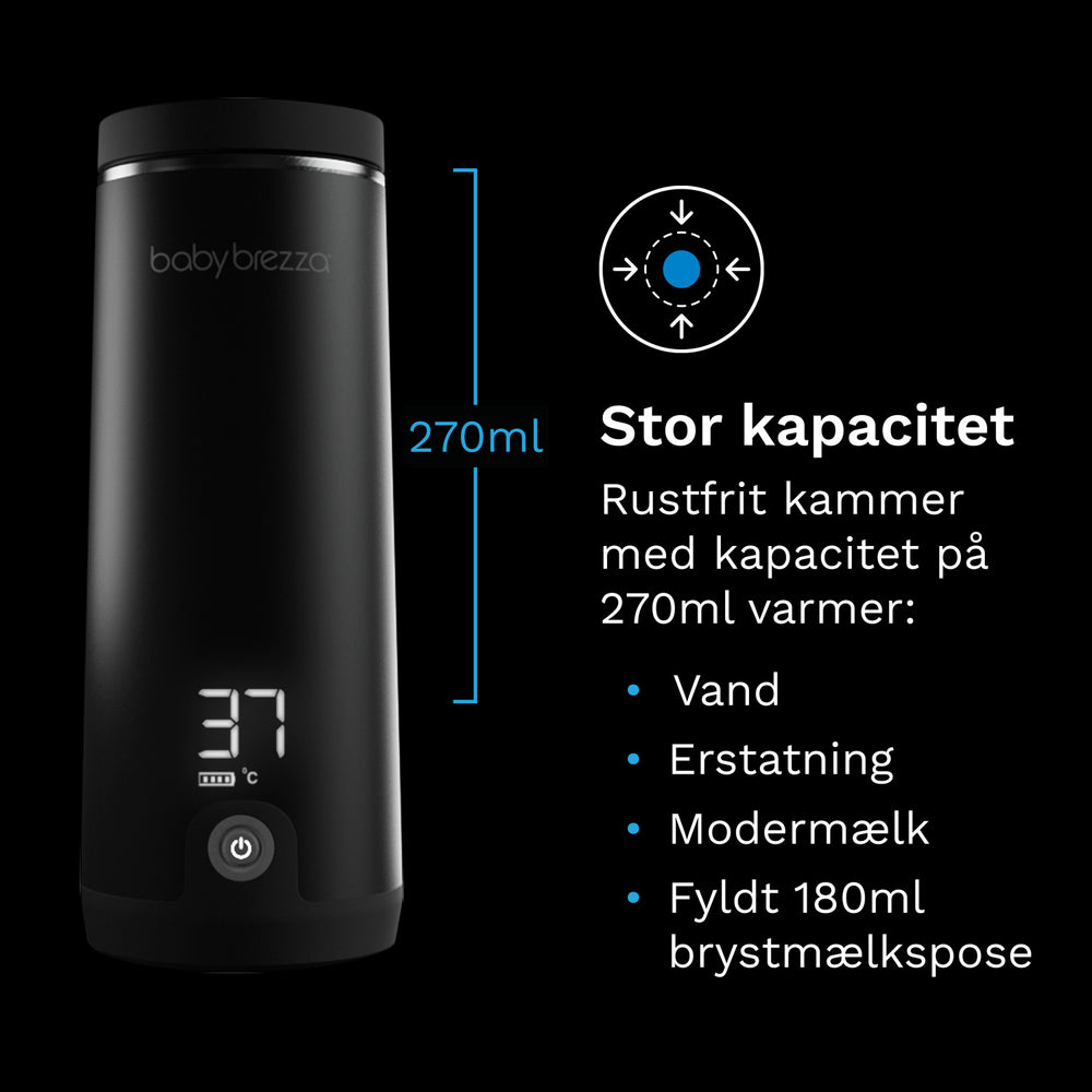 Køb Baby Brezza Black Superfast Portable Flaskevarmer