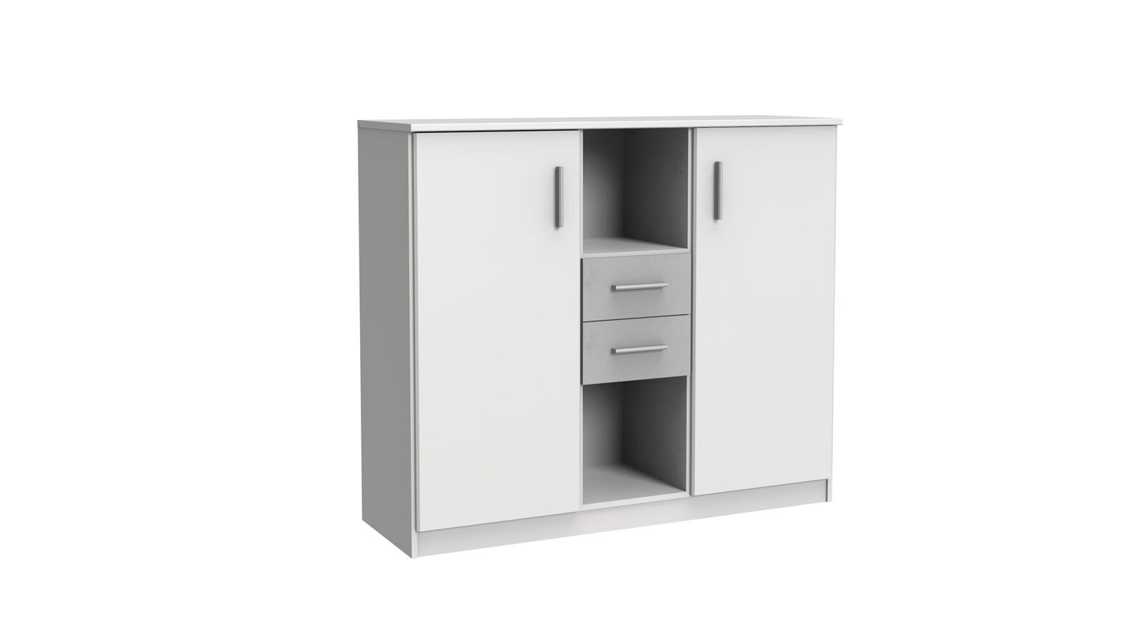 Highboard Joker Weiß/Absetzung Beton-Optik Lichtgrau 124 x 105 x 41 cm